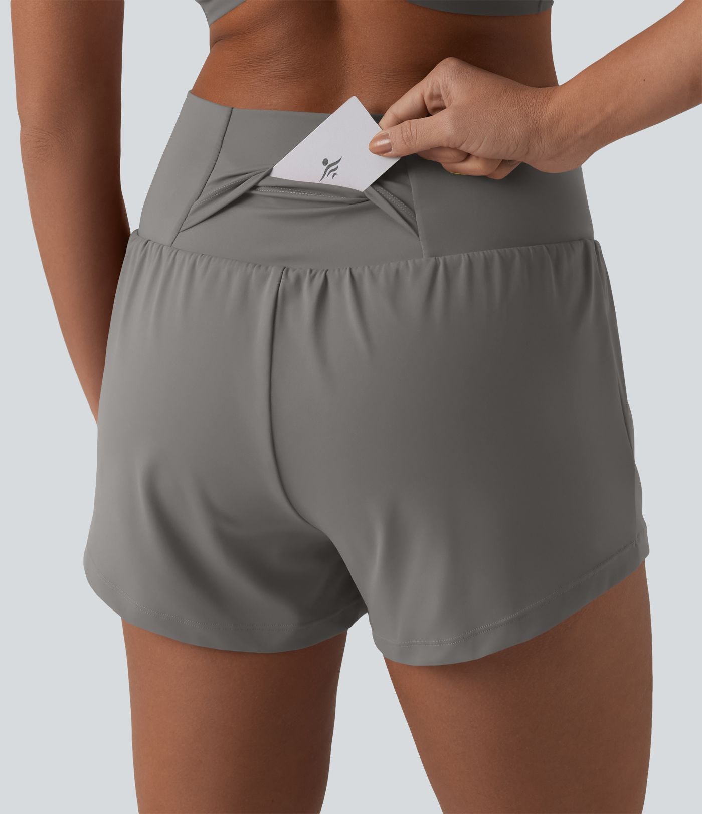Short de yoga 2-en-1 SoftlyZero™ Airy croisé taille haute 7,5 cm effet frais InstantCool avec poches