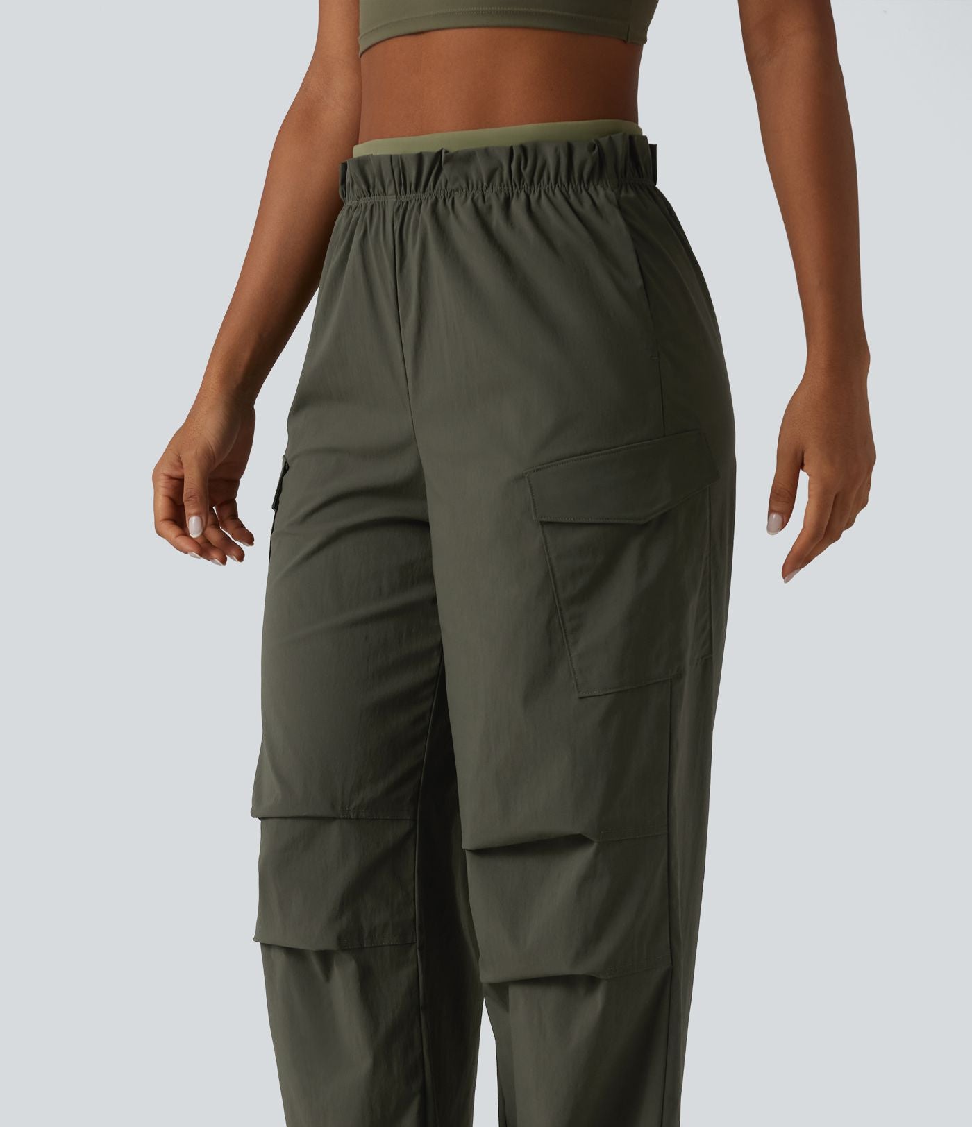 Jogging cargo ample de randonnée taille haute avec poches