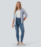Legging skinny 7/8 en denim Halara Flex™ taille haute gainant avec poches