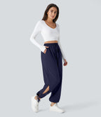 Breezeful™ Jogging Casual à Taille Haute avec Cordon de Serrage Poches Latérales Fente en Bas et Séchage Rapide