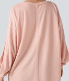 Sweat-shirt gaufré col échancré manches longues