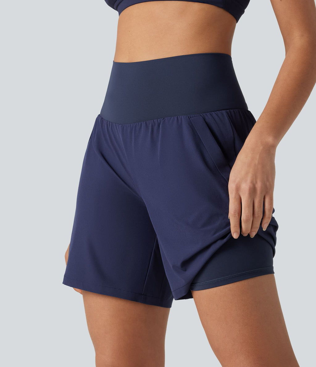 Breezeful™ Short de yoga 2 en 1 taille haute séchage rapide 17,5 cm avec poches