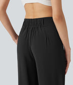 Pantalon tailleur Halara Flex™ à taille mi-haute, coupe droite et froncée, avec poches