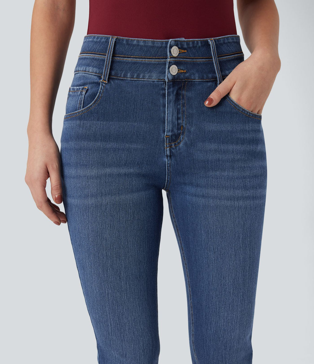 Jean ajusté Halara Flex™ taille mi-haute double ceinture avec poches