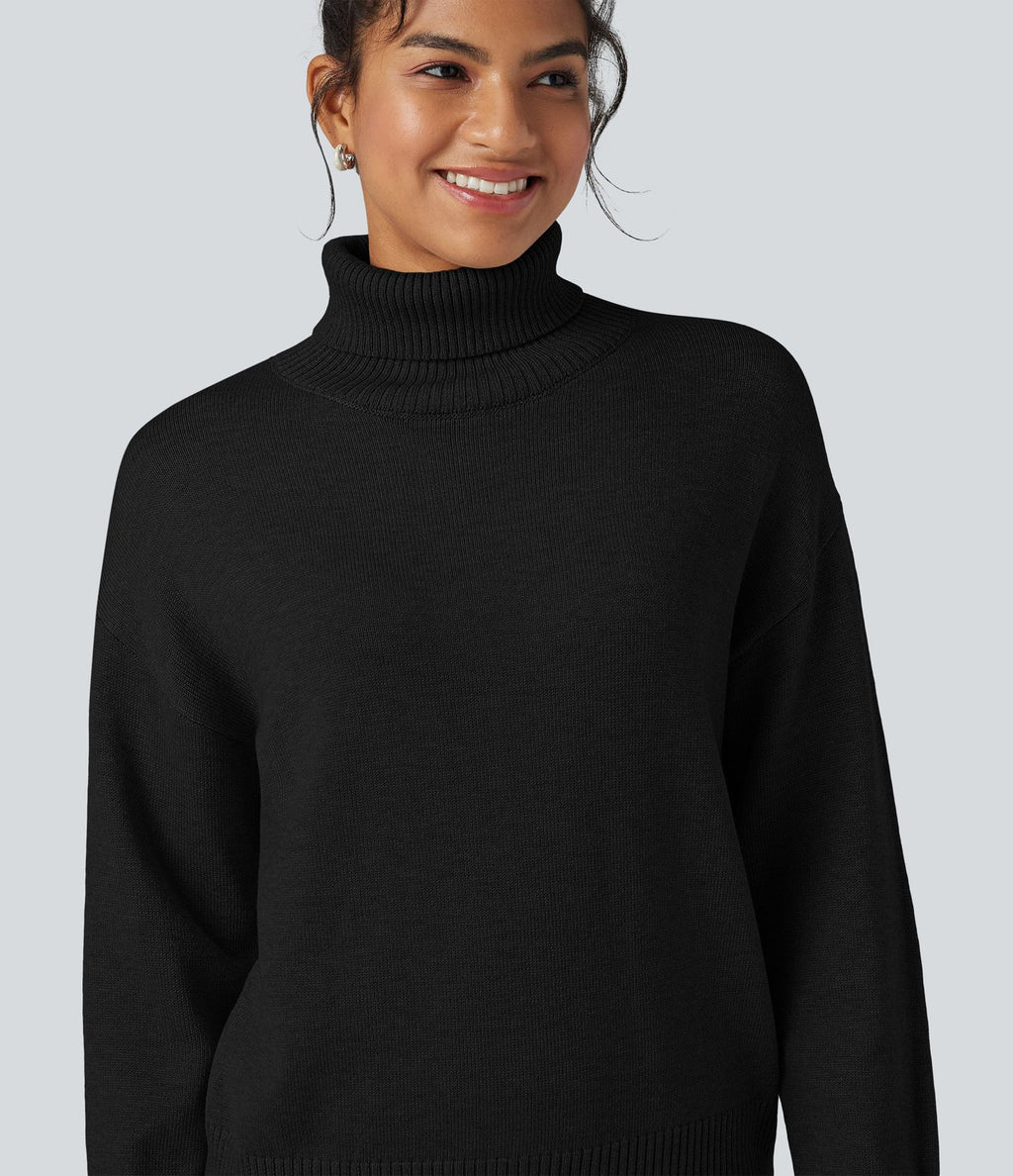 Pull laine col montant manches longues