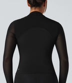 Top de sport yoga SoftlyZero™ Plush 2-en-1 mesh contrastant avec trous pouces