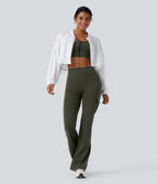 Pantalon évasé d'entraînement gainant froncé taille haute DayStretch avec poches