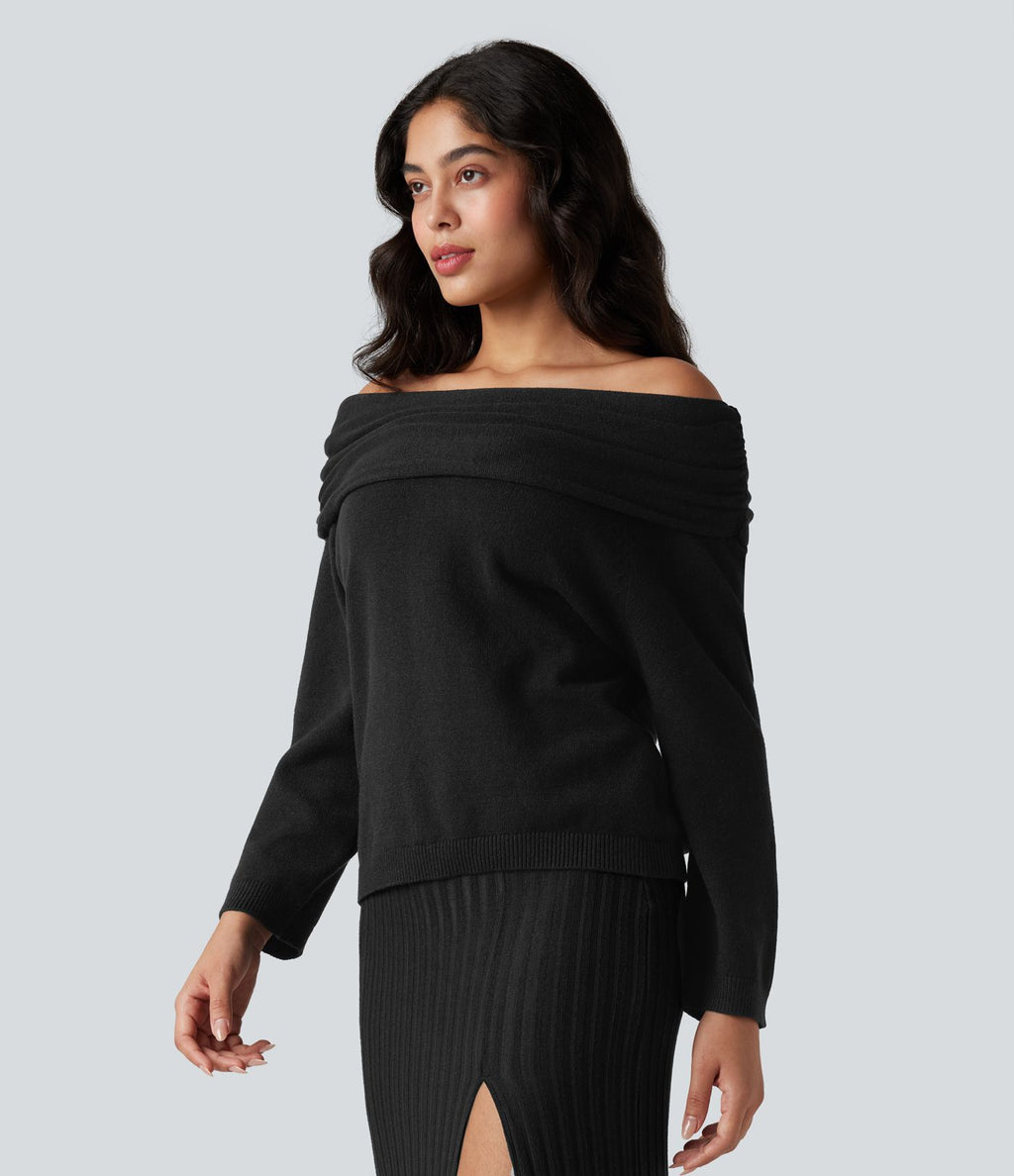 Pull épaules dénudées manches longues