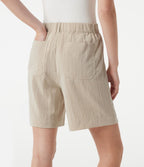 Short casual taille haute toucher lin 17,5 cm avec poches