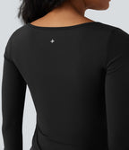 Haut de sport entraînement SoftlyZero™ Airy col carré manches longues froncé effet frais InstantCool