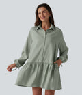 Robe chemise mini à manches longues avec poches