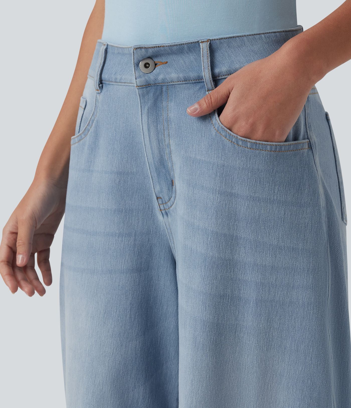 Jean Barrel 7/8 taille basse Halara Flex™ avec poches zippées