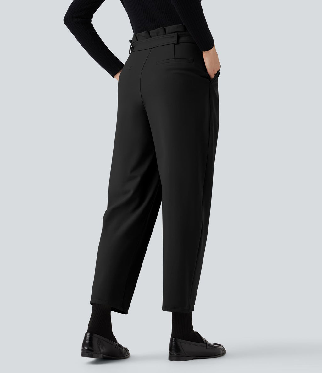 Pantalon tailleur SoftlyZero™ Plush Thermal fuselé ceinturé taille très haute avec poches