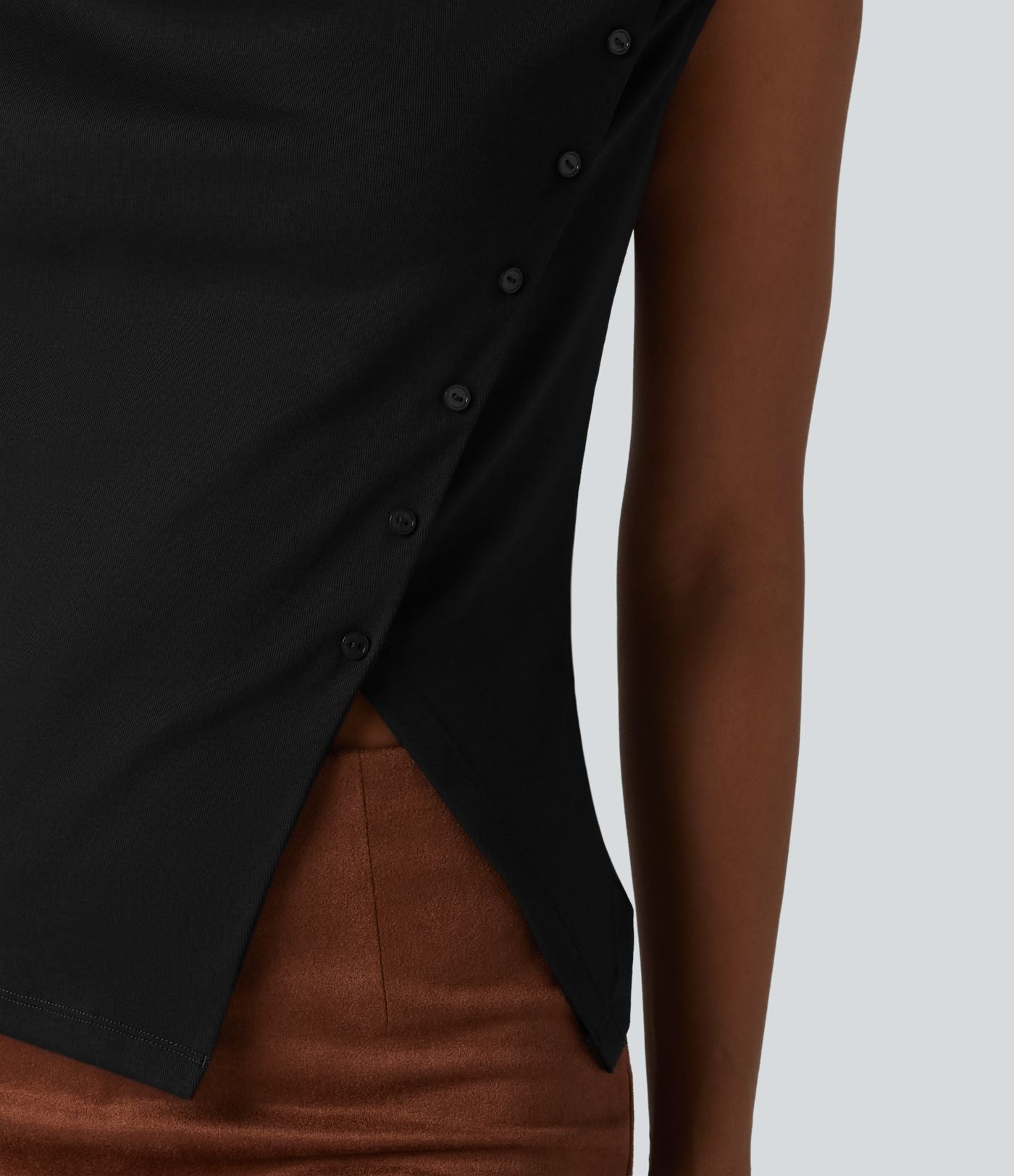 T-shirt décontracté à col bénitier et manches courtes