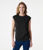 T-shirt casual froncé à col rond et manches courtes