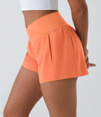 Breezeful™ Shorts 10cm Yoga Séchage Rapide 2 en 1 Taille Haute Poches Latérales Croisées