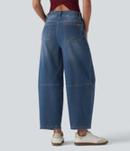 Jean Barrel 7/8 taille basse Halara Flex™ avec poches zippées