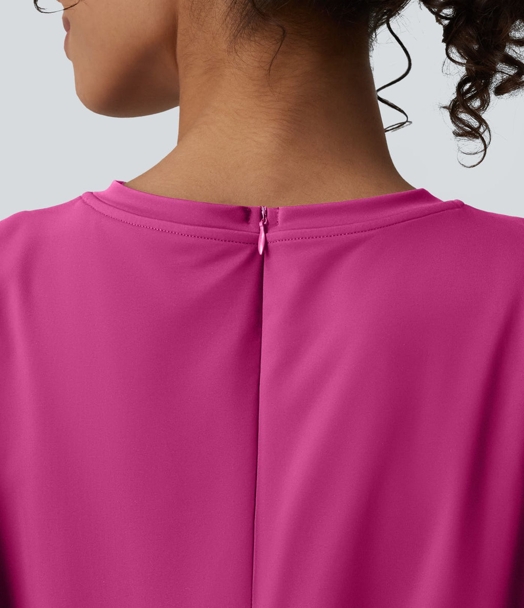 Combishort décontracté col rond sans manches effet frais InstantCool avec nœud frontal et poches, accès facile Easy Peasy, protection solaire UPF50+
