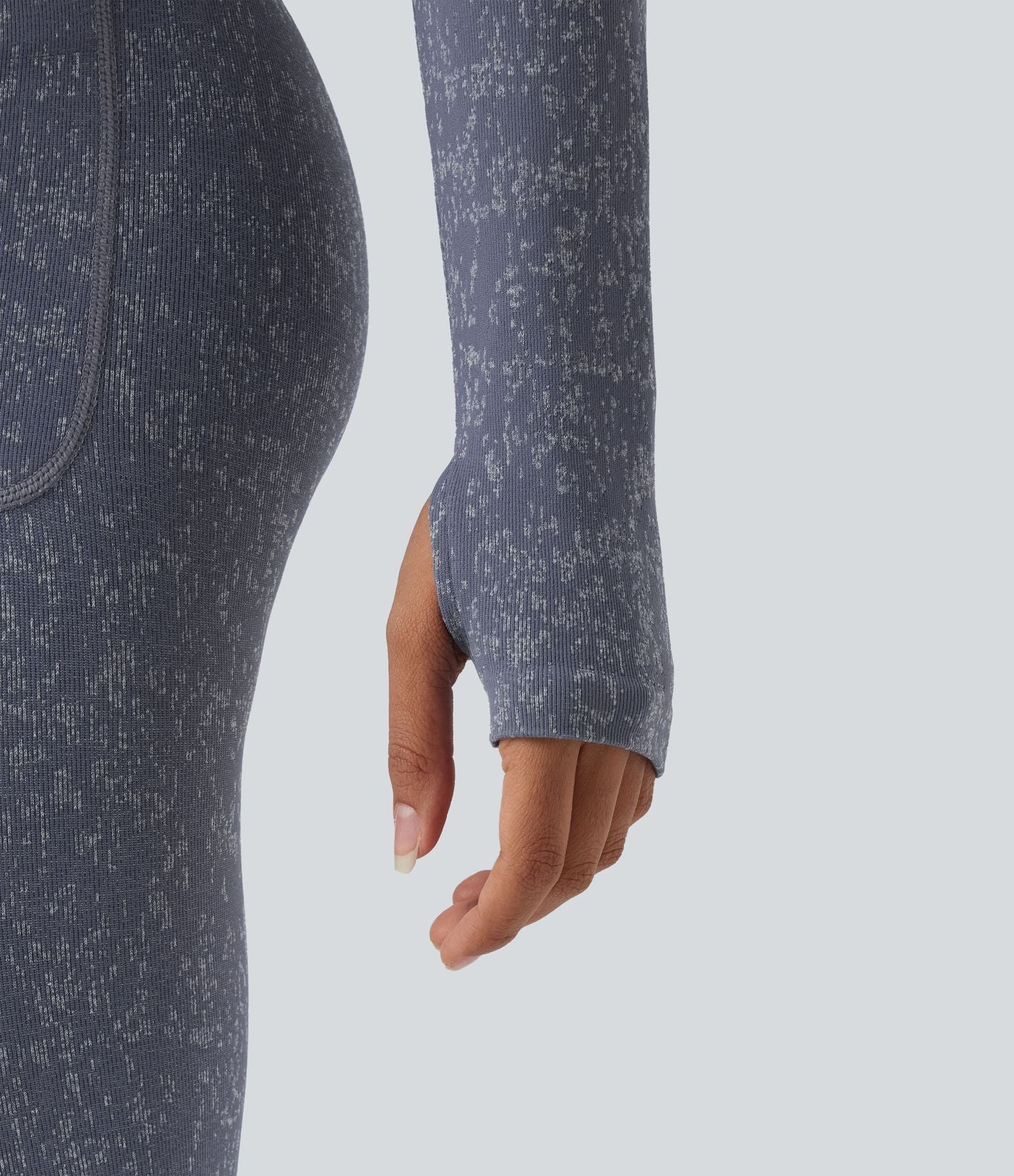 Veste de yoga OneForm Seamless Flow à manches longues avec zip et passage de pouce