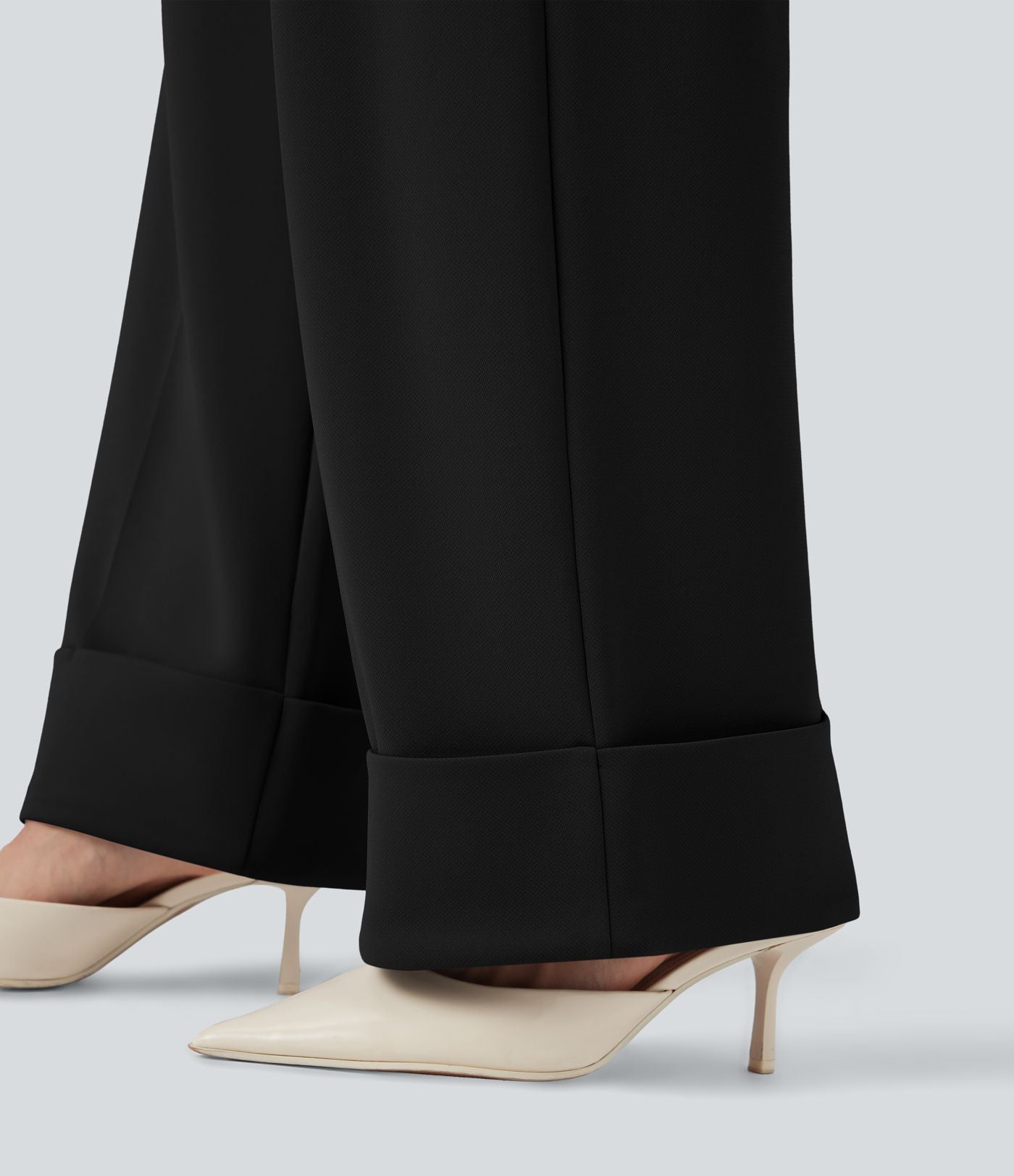 Pantalon tailleur large Halara Flex™ taille haute en crêpe ourlet roulé avec poches