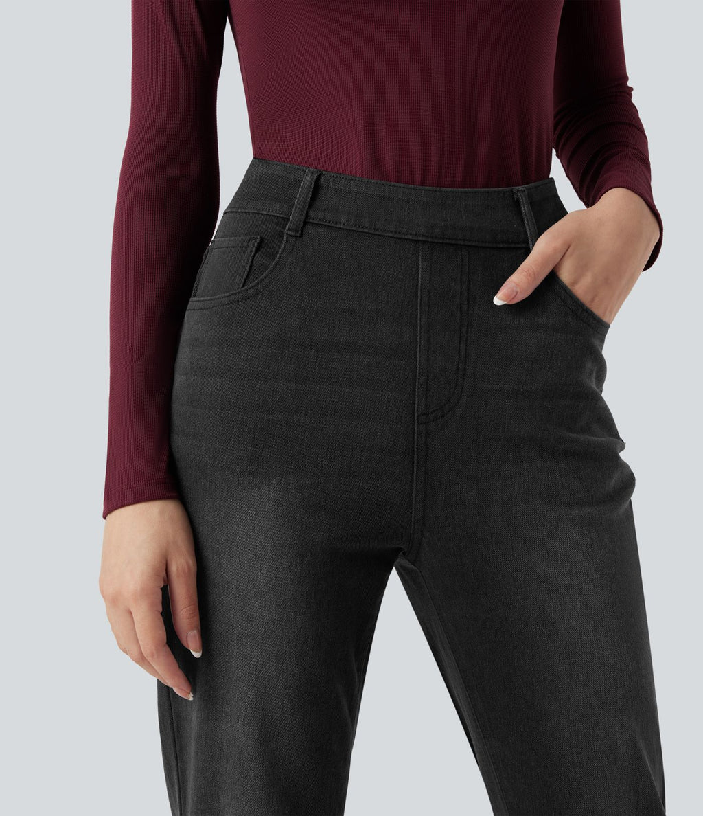 Jean décontracté Halara Flex™ ajusté taille haute ourlet retroussé avec poches