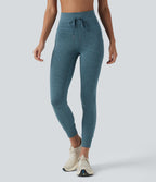 Legging 7/8 de yoga chiné taille haute séchage rapide avec cordon de serrage Halara UltraSculpt™ et poches