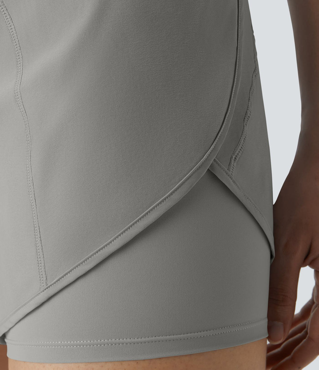 Breezeful™ Short 8,8cm Yoga Séchage Rapide 2 en 1 Taille Super Haute Ourlet Courbé Poches Latérales