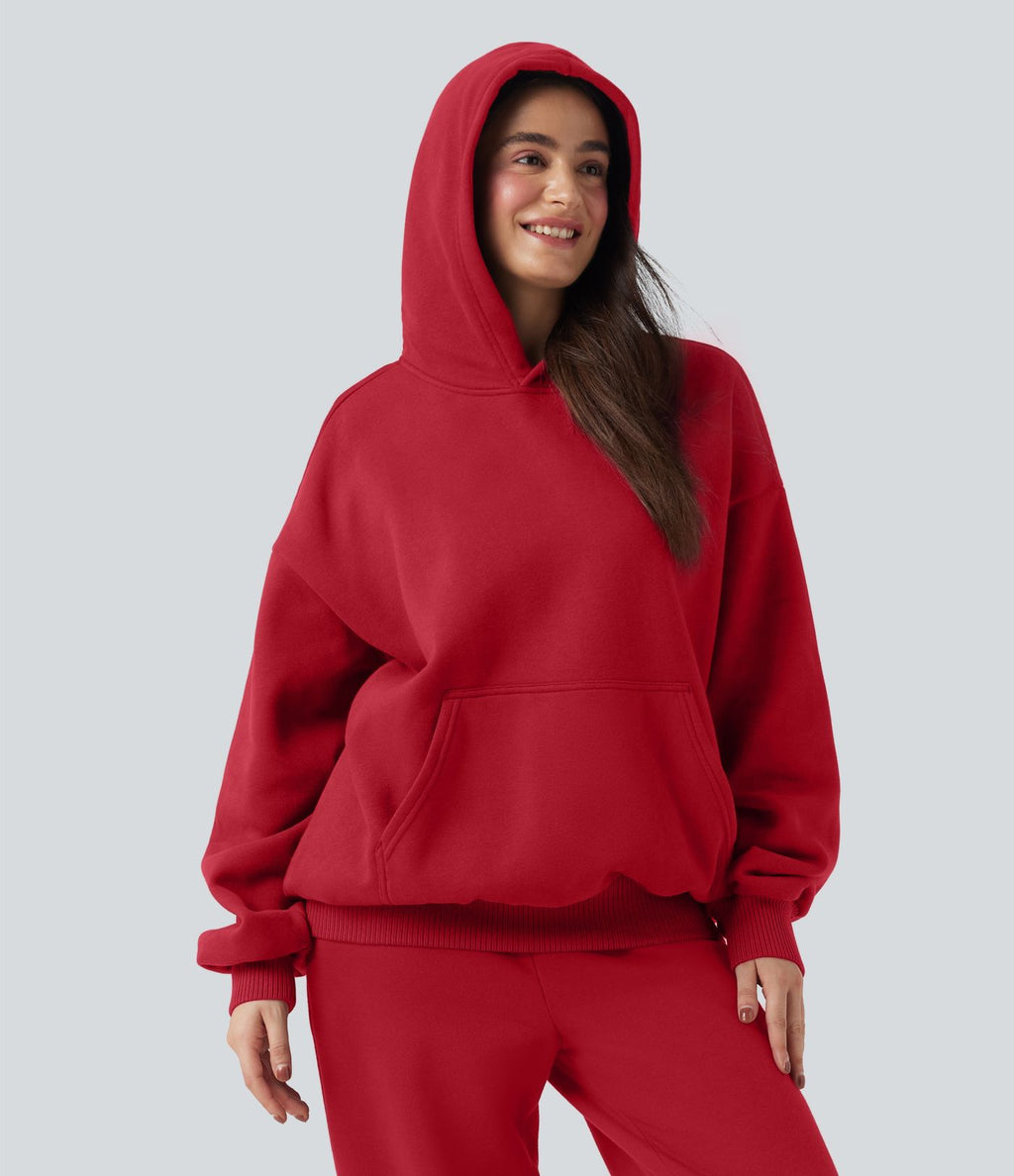Sweat à capuche en coton molleton manches longues avec poches
