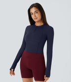 Softlyzero™ Plush Top Sport de Golf Court à Manches Longues avec Trou pour Pouce et Demi-Zip