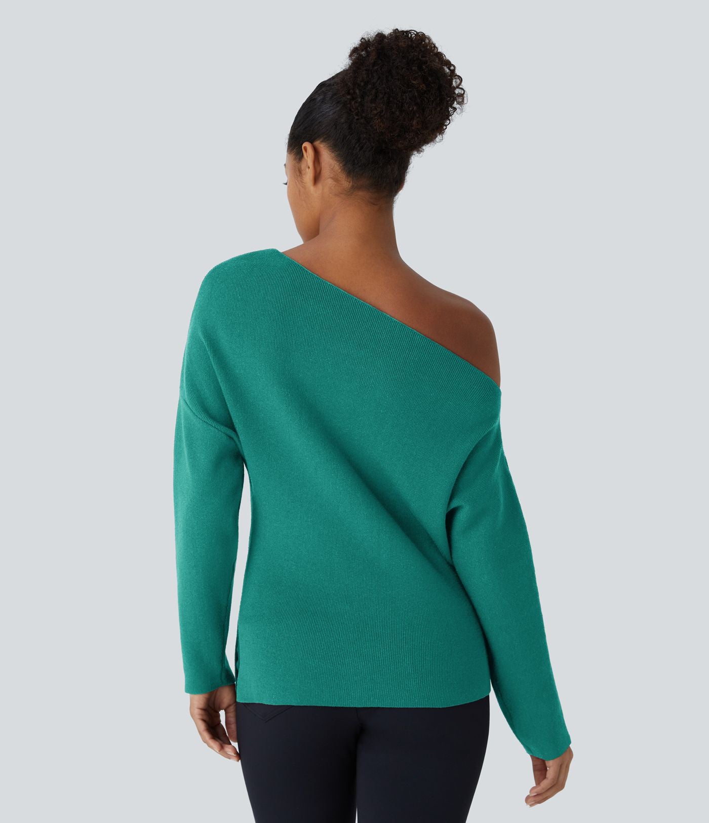 Pull de travail à épaules dénudées, manches longues et fente
