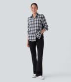 Chemise décontractée à motif écossais avec col, manches longues et boutonnage