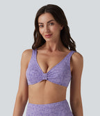 Haut de bikini jacquard à décolleté plongeant en V