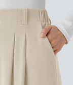 Halara Flex™ Pantalon Tailleur Large Fluide Gaufré Taille Haute Poches Latérales