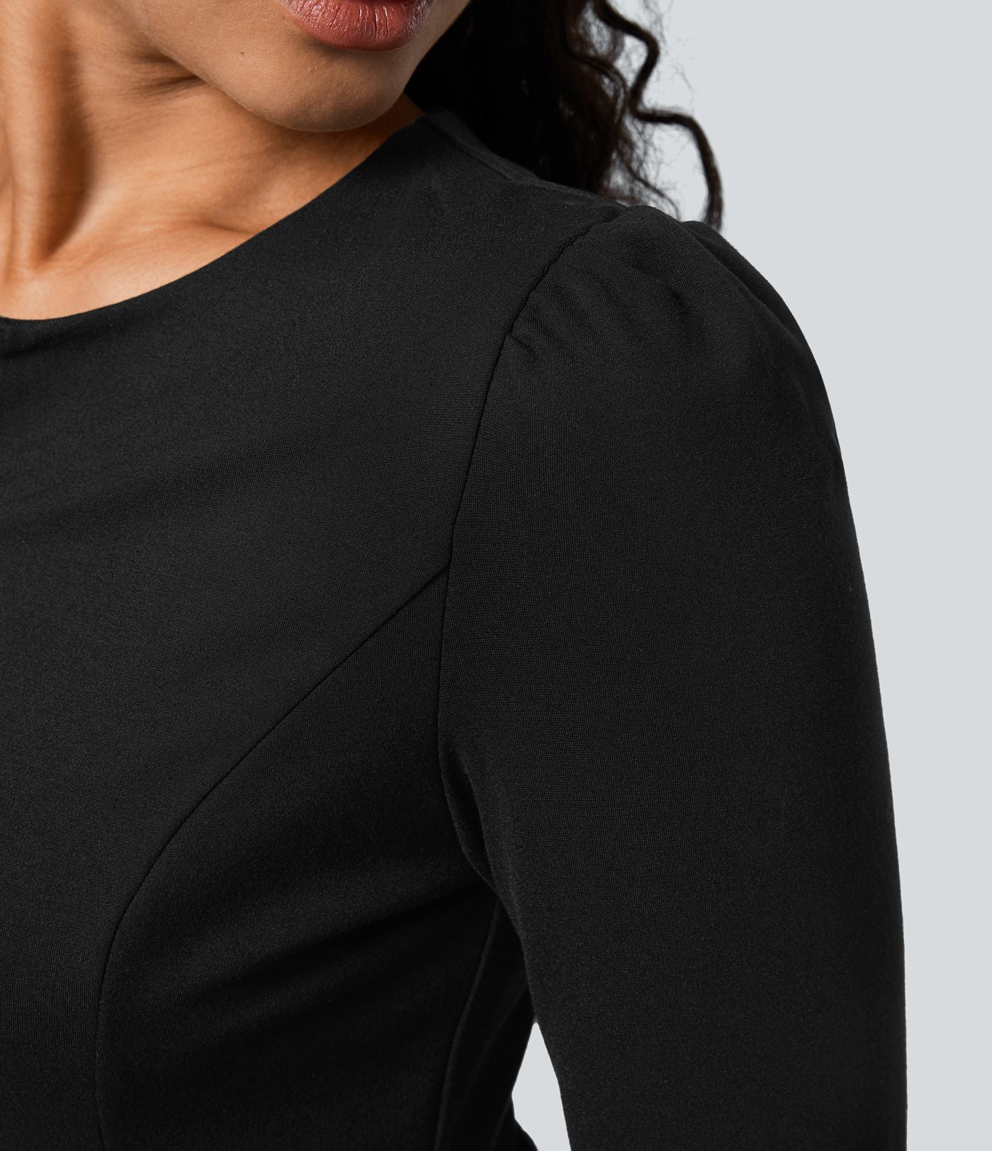 Robe de travail midi fit-and-flare ceinturée zippée col rond avec poches