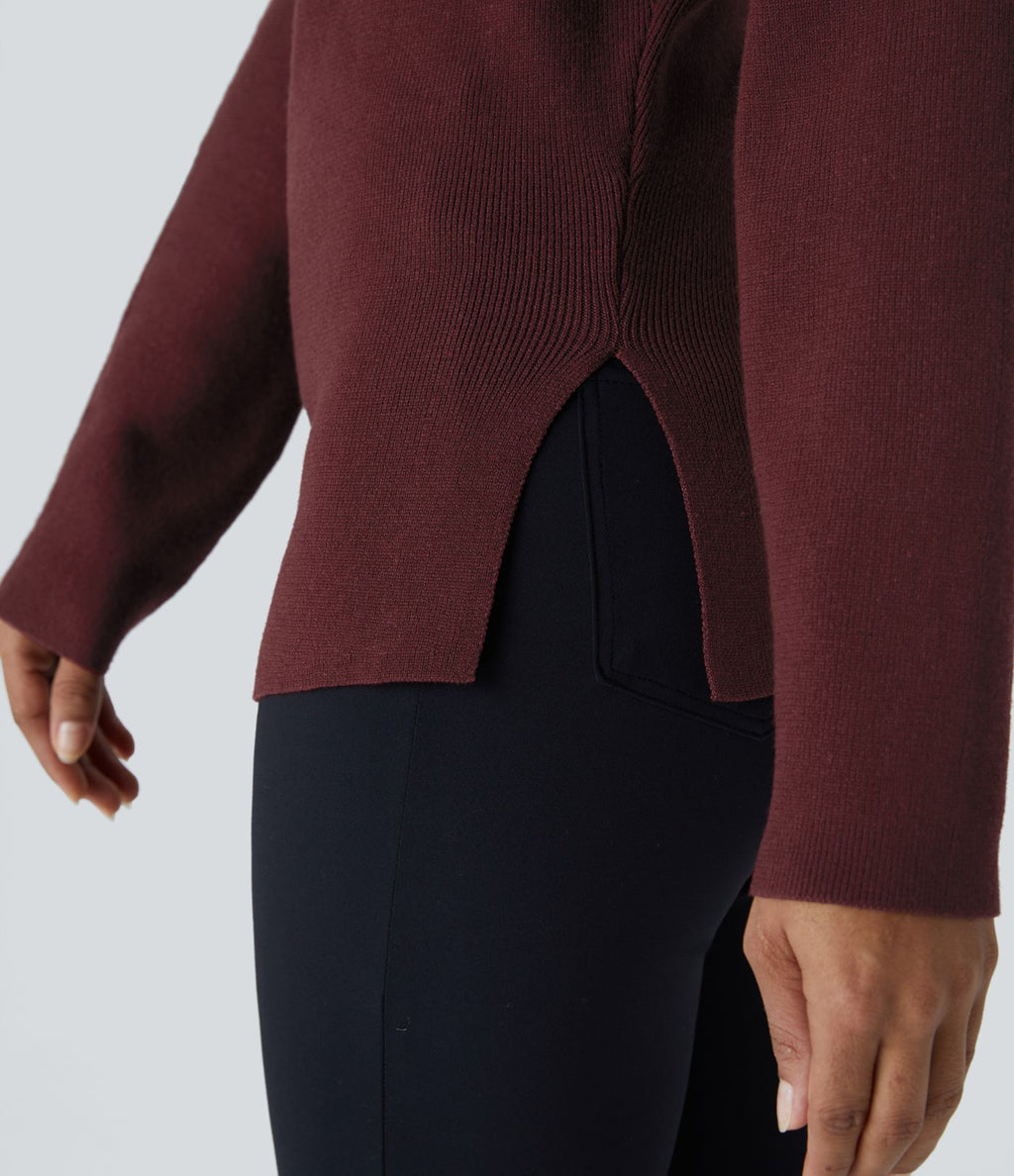 Pull de travail à épaules dénudées, manches longues et fente