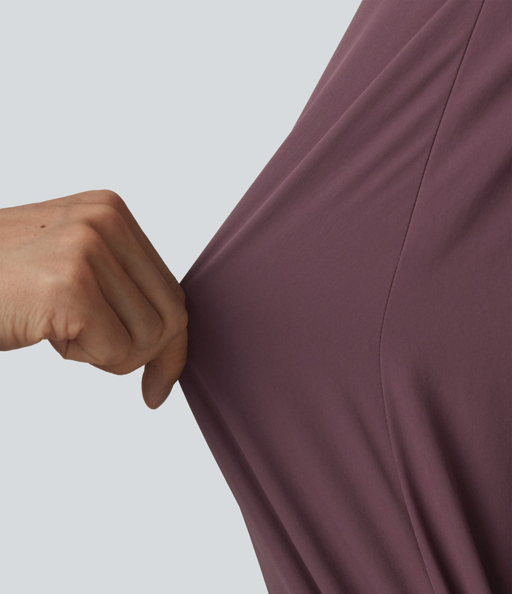 Pantalon culotte décontracté 7/8 à taille mi-haute plissé avec poches