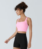 Débardeur yoga court SoftlyZero™ Airy col carré dos nu bretelles croisées effet frais InstantCool, bonnets A-C, protection solaire UPF50+