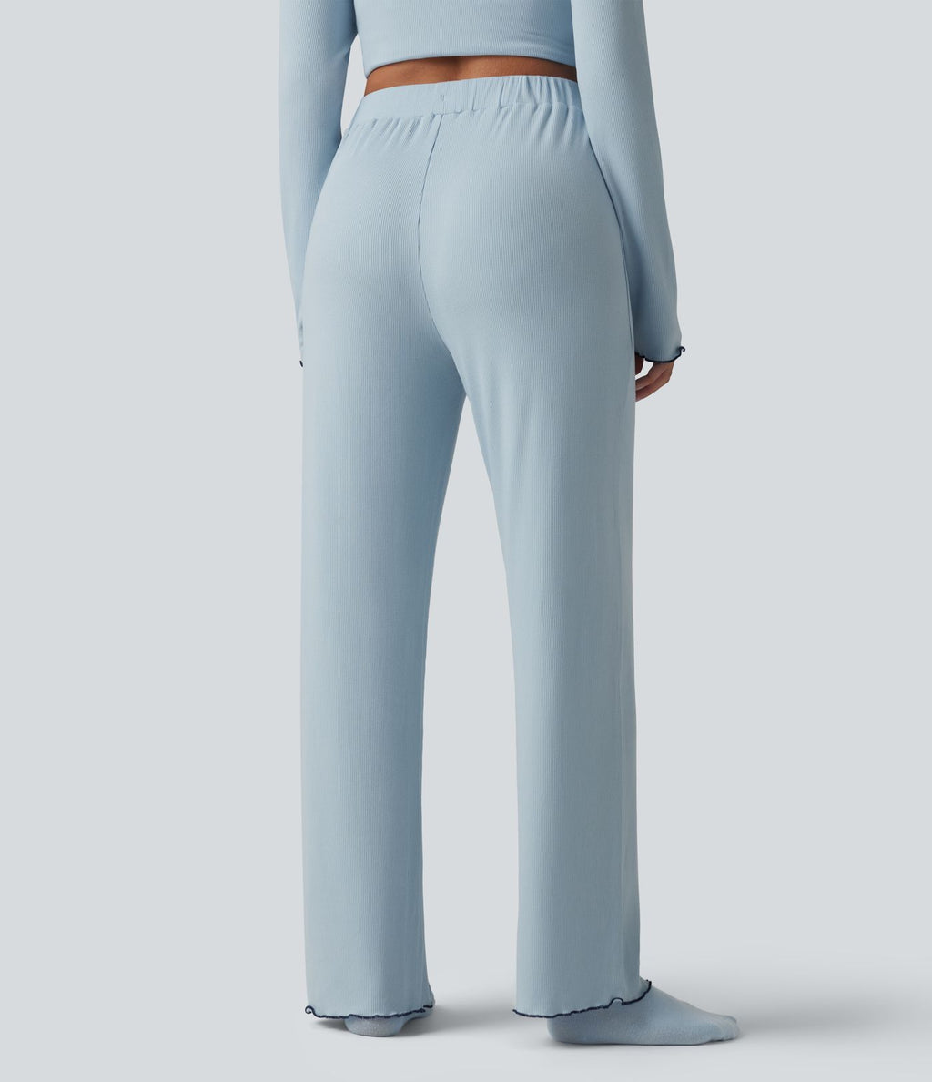 Pantalon d’intérieur taille haute ourlet à volants