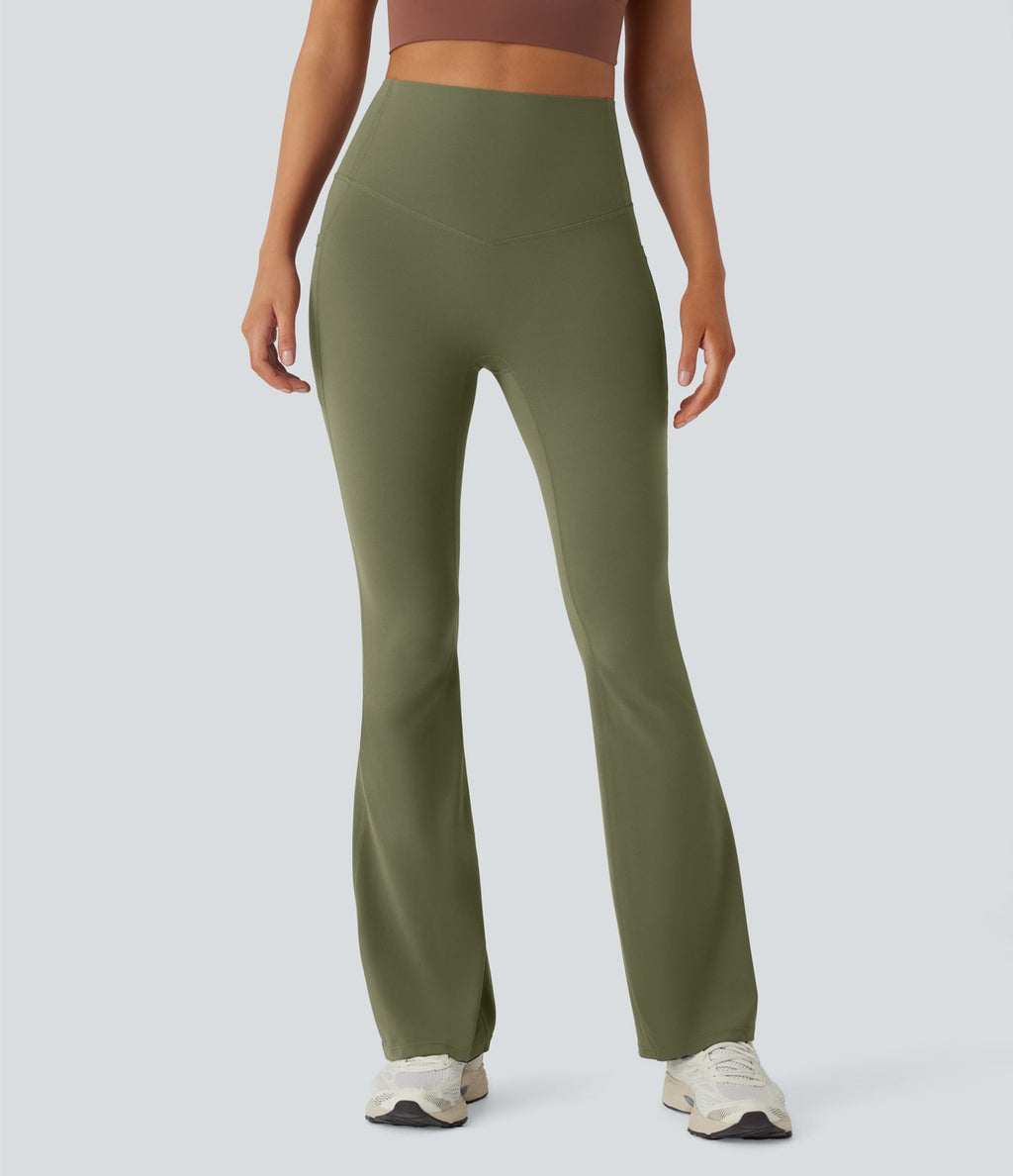 Pantalon de yoga à coupe bootcut gainant taille haute avec poches Halara UltraSculpt™