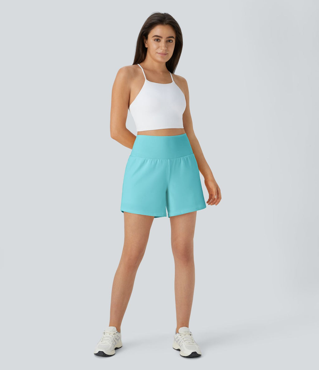Short yoga 2-en-1 SoftlyZero™ Airy effet frais InstantCool taille très haute 12,5 cm avec poches, longueur allongée