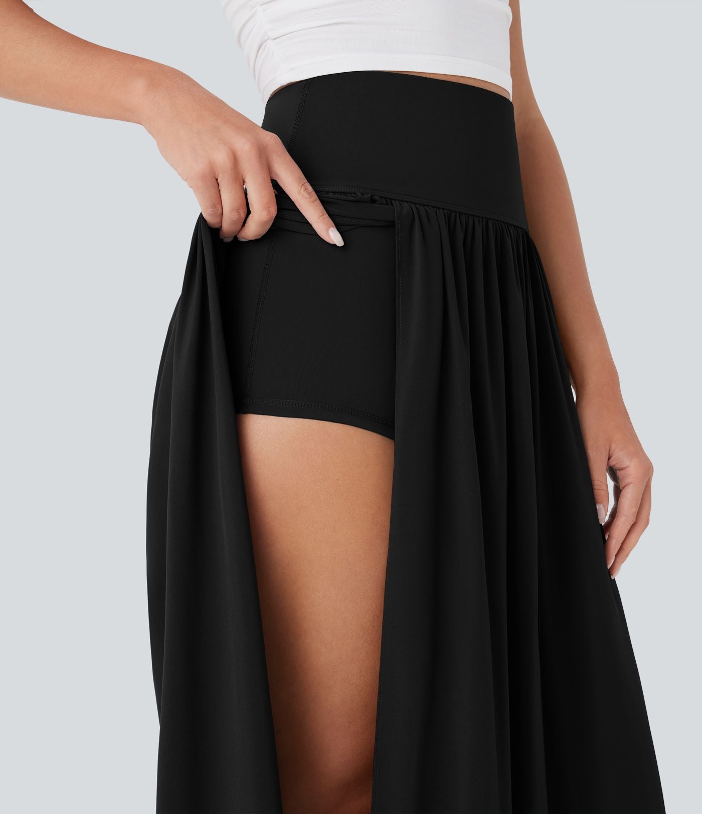 Jupe maxi fluide 2-en-1 gainante taille haute à séchage rapide Breezeful™