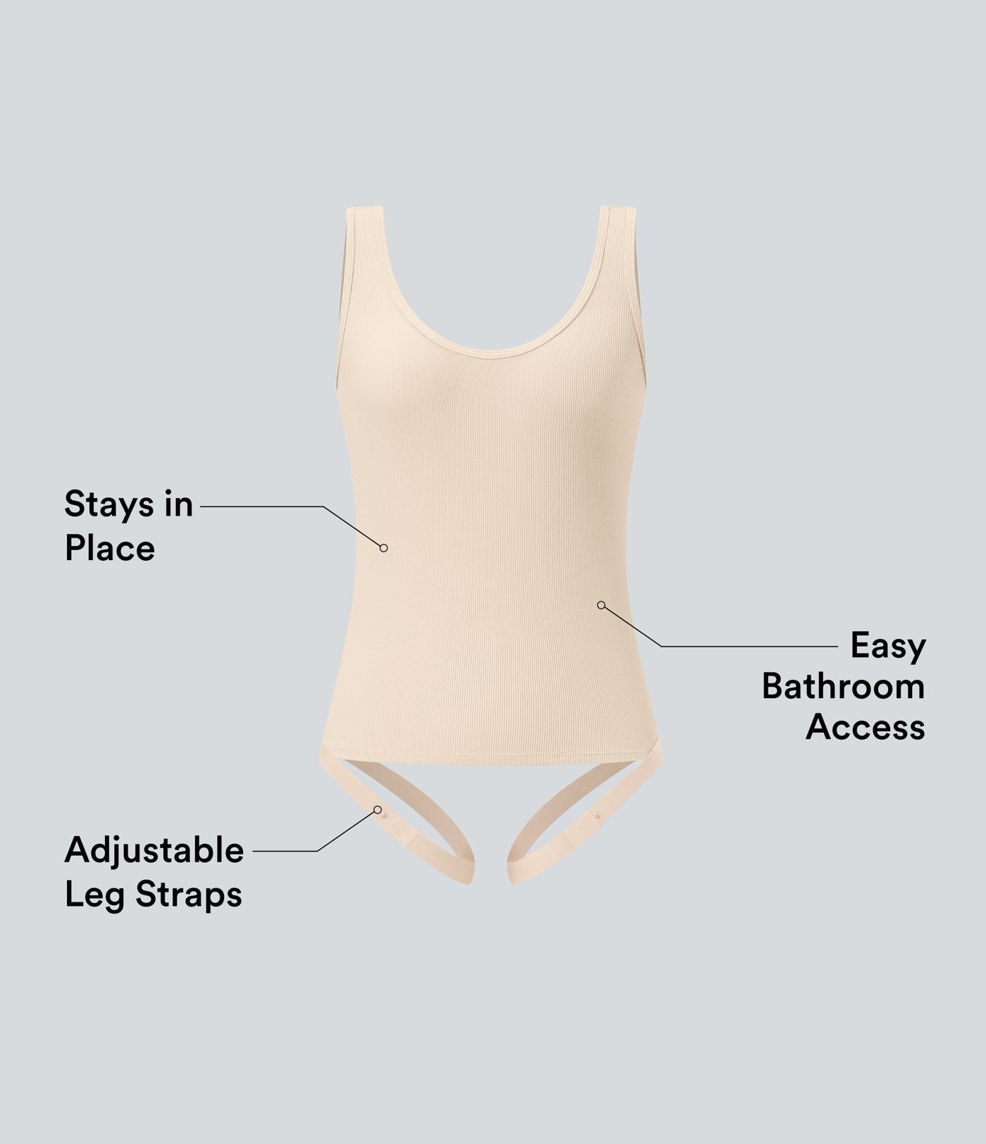 Body casual côtelé col U bretelles jambe ajustables - Easy Peasy