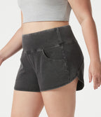 Short en jean Halara Flex™ skinny décontracté grande taille ventre plat, taille haute, ourlet arrondi, à poches
