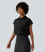 Chemise décontractée col classique manches courtes avec boutonnage