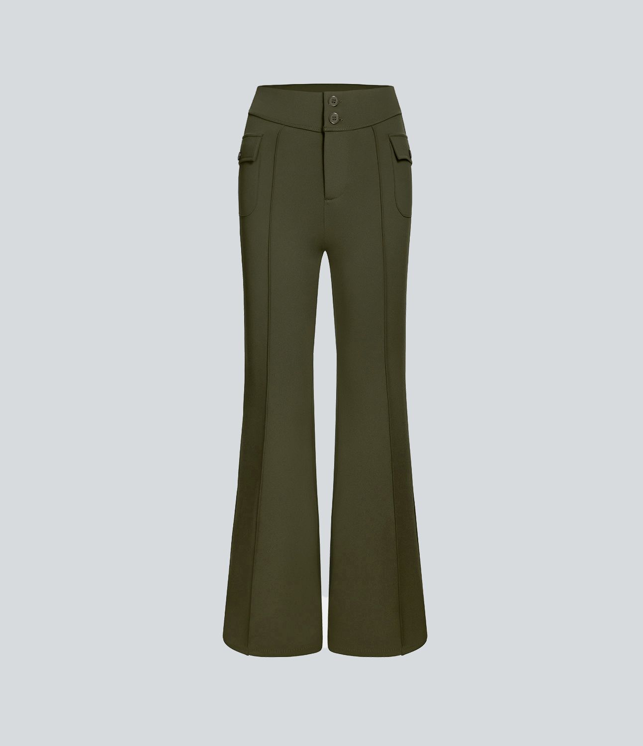 Pantalon cargo décontracté évasé taille haute avec poches à rabat latérales