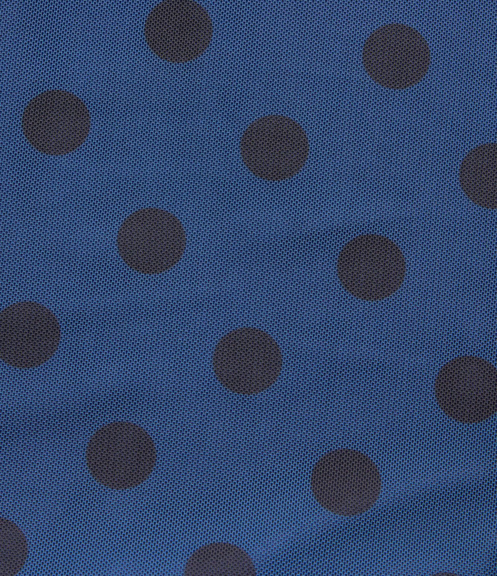 Robe décontractée col cheminée à pois en mesh avec manches à volants, ceinture et poches