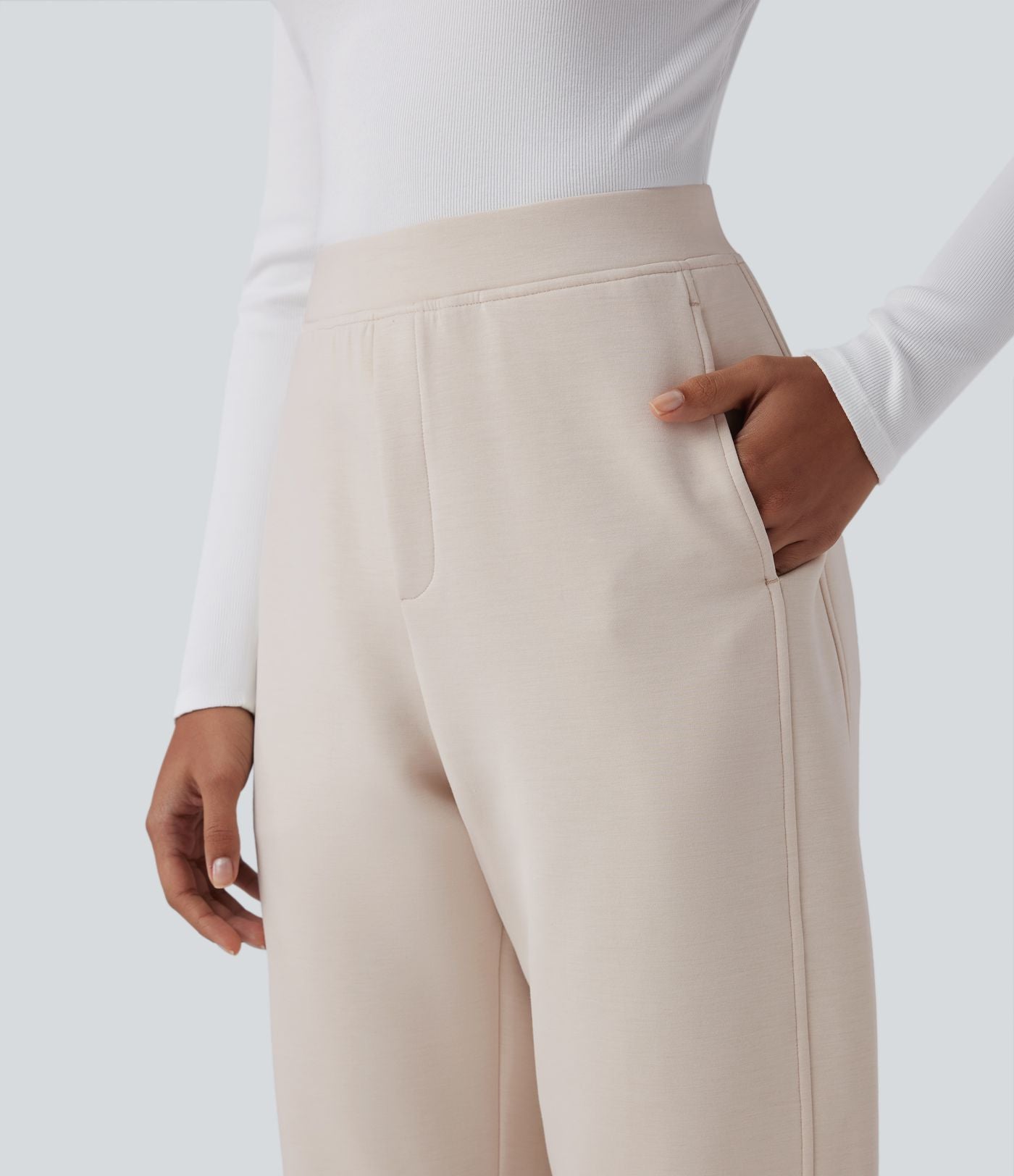 Pantalon décontracté SpacerTek™ taille haute, coupe relax large 7/8, avec poches