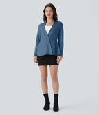 Veste péplum de travail col en V avec un bouton