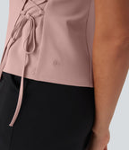 Gilet de travail col V enveloppant entrecroisé à laçage