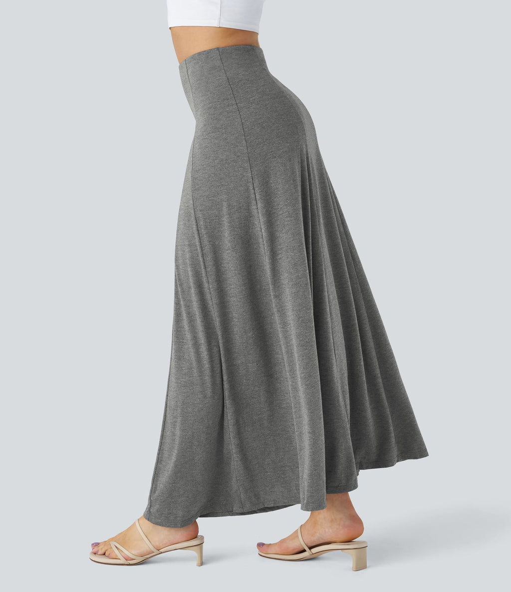 Jupe Évasée Casual Longue Fermeture Éclair Latérale Taille Haute